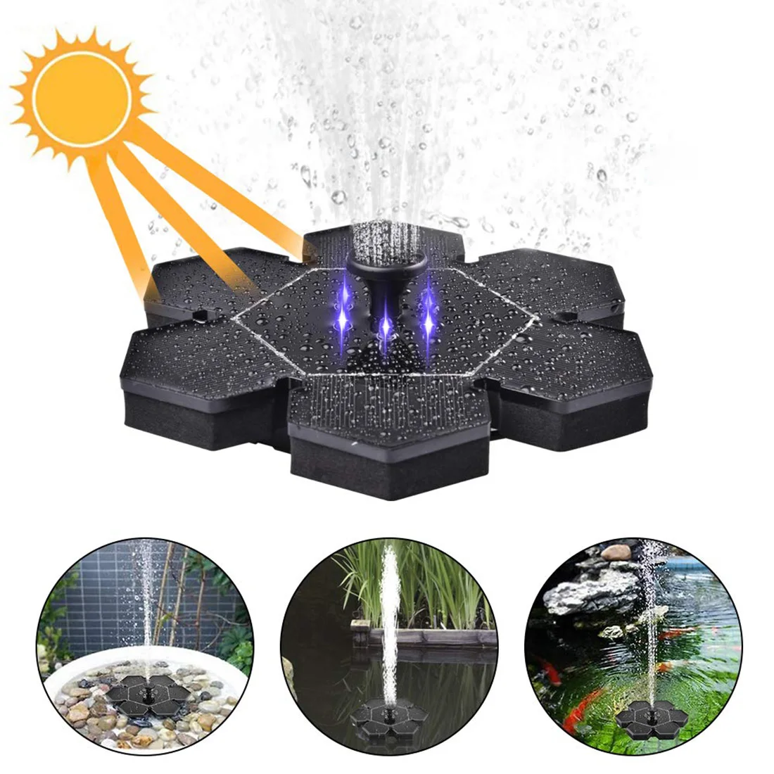 VICTMAX, плавающий фонтан на солнечных батареях, светодиодный светильник, водяной насос, панель, комплект для украшения пруда, сада, Прямая поставка