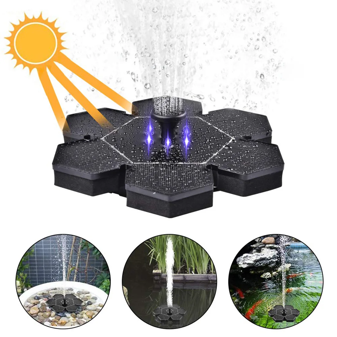 

VICTMAX New Solar-powered Floating Fountain With Led Light Water Pump Panel Kit for Pond Garden Decoration Drop Shipping