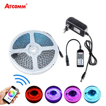 

Bluetooth 3535 RGB LED Strip Light With Power Adapter DC 12V 60 120 LEDs/m SMD 3535 Diode Tape Smart Phone Bluetooth Control