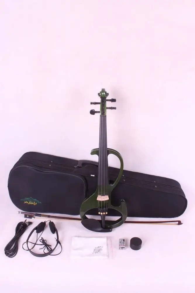 New 4/4 Electric Violin Silent Pickup dark green Color tone 6 1 4