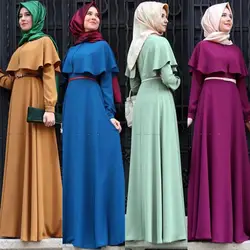 С персонажем и мыском-стиль Дубай Абаи турецкий женская одежда мусульманское платье Исламская коктейль Дамы с длинным рукавом Винтаж