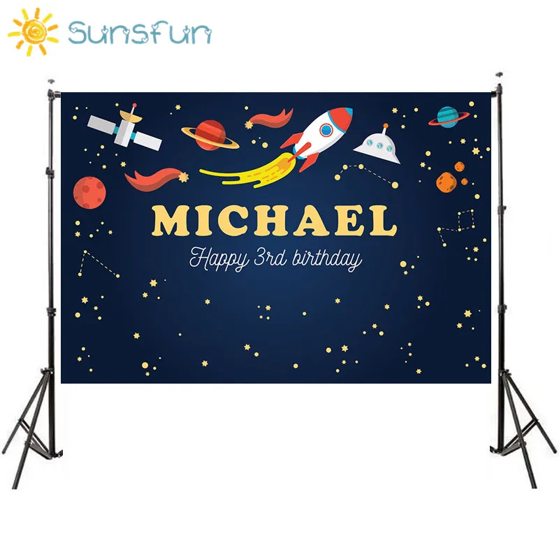 

Sunsfun 7x5FT Children Birthday Polyester Horizontal Cosmic Space Printed Backdrop Photography For Newborn Drop Background