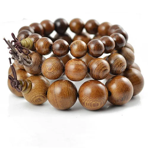 

Authentic African wood bracelet beads 12-20mm wood sandalwood prayer beads bracelet wholesale men jewelry elastic line 0314