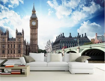 

Custom photo 3d wallpaper Non-woven mural clock tower building scenery 3d wall murals wallpaper for living room decoration