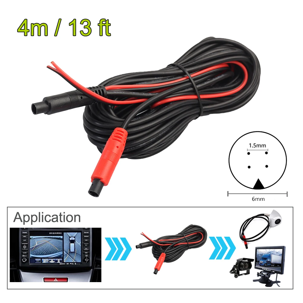 

4M Car RCA CAR Reverse Rear View Parking Camera Video Cable With Video Trigger Wire Connecting Car Parking Rearview Monitor New