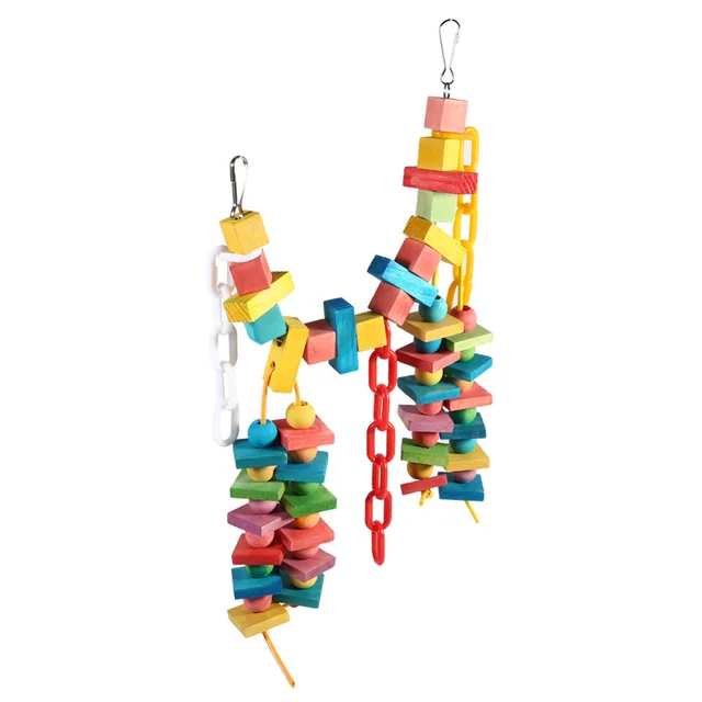 Colorful Wood Parrot Chew Toy Pet Bird Toys Hanging Swing Cage Toys For Parrots Pet Bird Chewing Toys Accessories