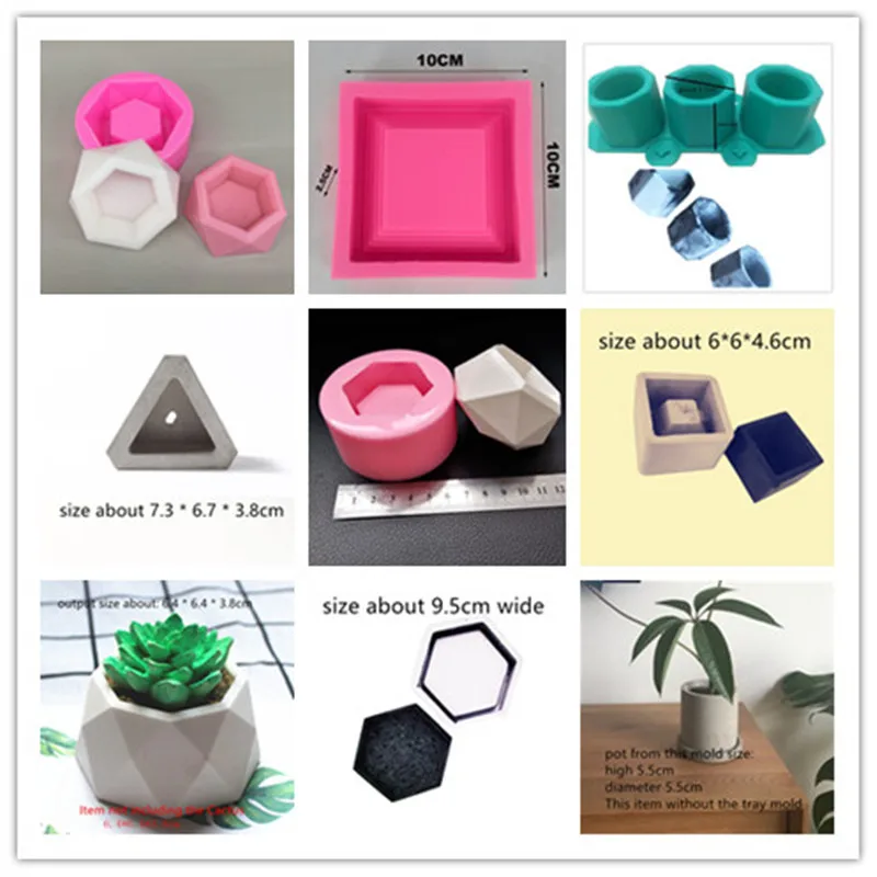 Concrete Flower Pot Mold Handmade Craft Clay Molds Multi-function Silicone Pot Mould for Succulent Plants Cactus Planting