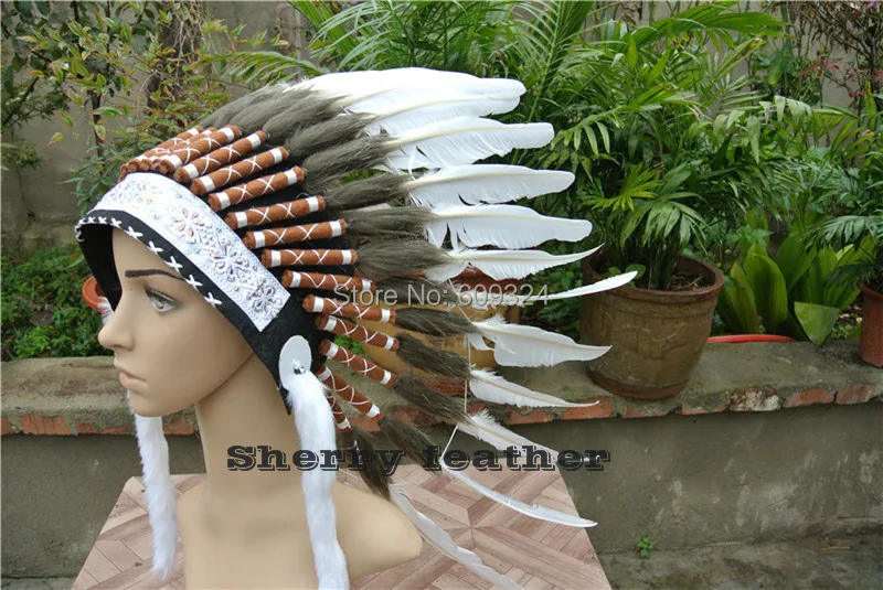 White indian headdress Replica made 