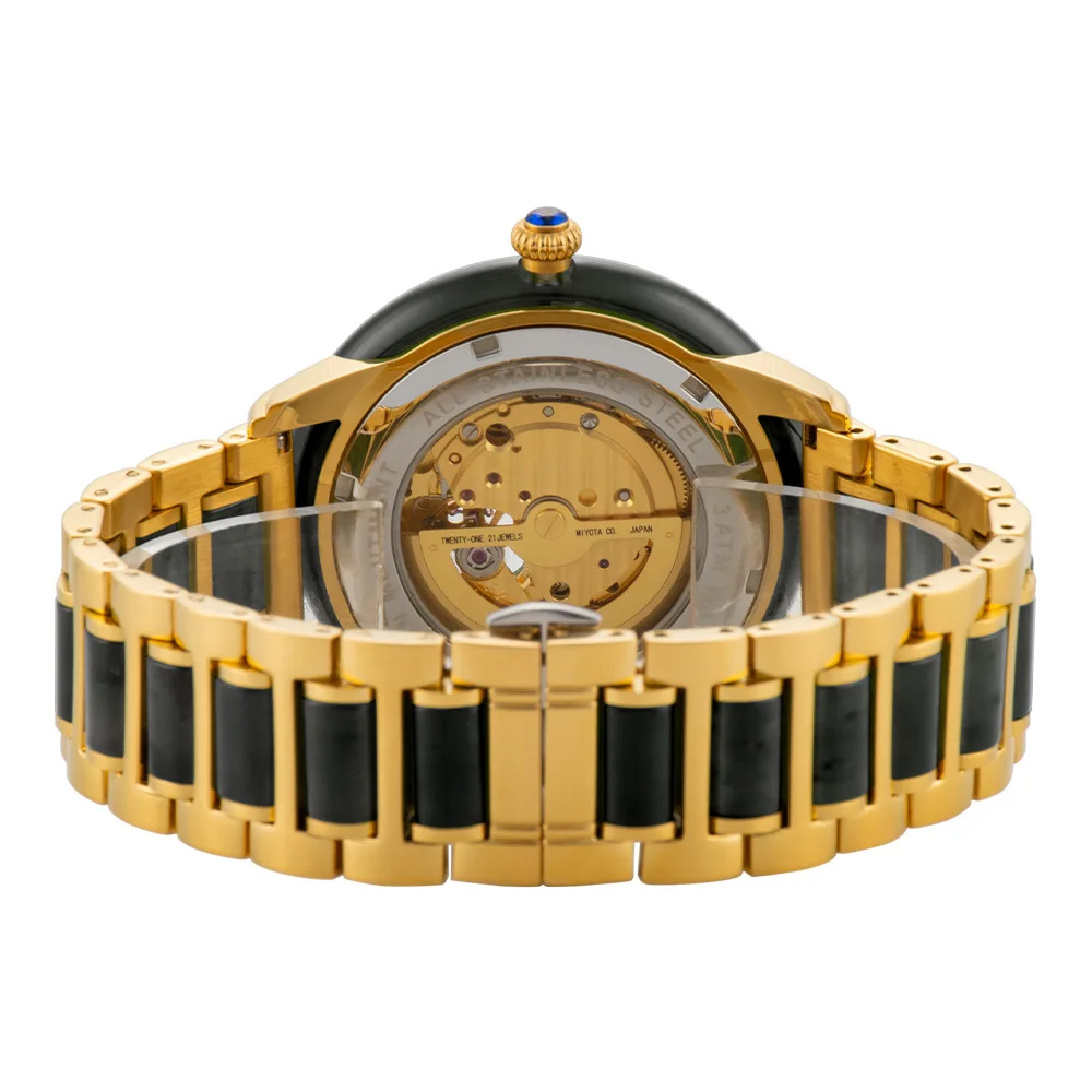 2019 Топ Мода Настоящий китайский нефрит Watch часы полностью автоматический полый механический водонепроницаемый для китайский нефрит часы