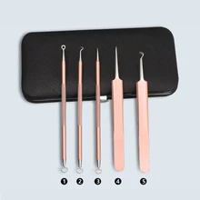 Новинка, 5 шт., розовое золото, вакуумный инструмент для удаления угрей, игла для удаления акне, средство для удаления пятен, прыщей, вытягиватель пятен, уход за лицом, инструмент для макияжа