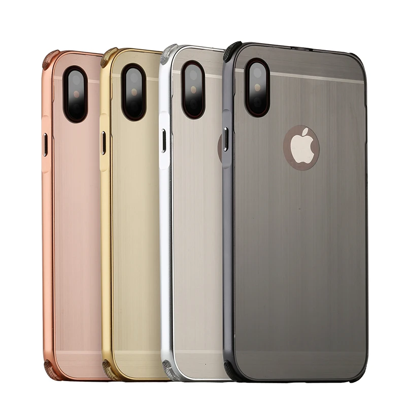 

For iphone X Case Brushed mirror Back Cover Case for iphoneX Plating Aluminum Metal Frame for iphone X Phone Bag Case
