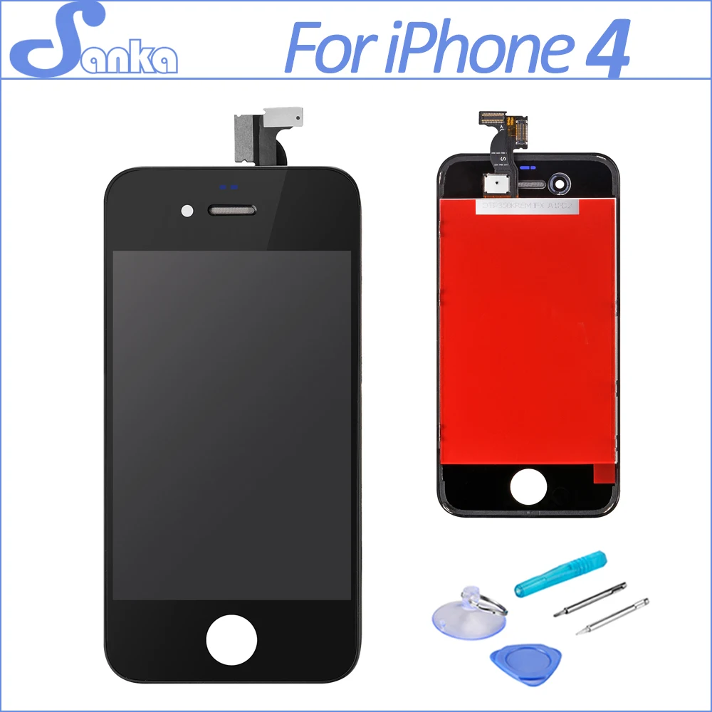 Замена sanka для iPhone 4 4G A1332 ЖК дисплей дигитайзер Переднее стекло сенсорный экран в