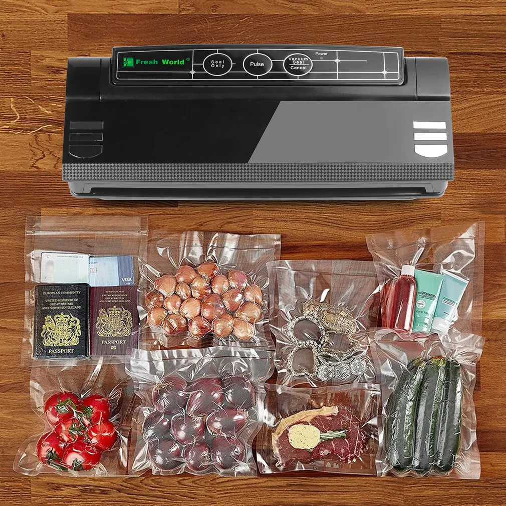 

Household Vacuum Sealer for Food Preservation Packer Bag Sealer Includes Bag Kit Strong Vacuum Pump 75Kpa ABS Black