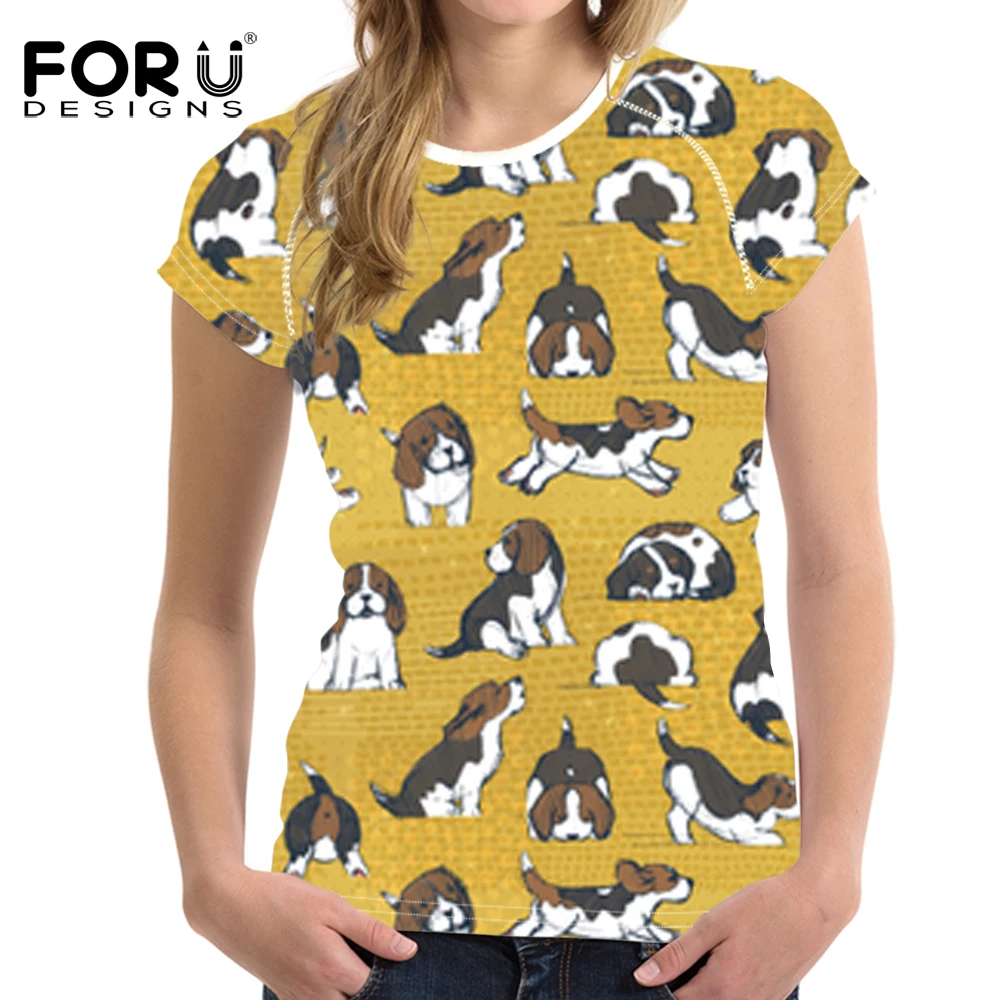 FORUDESIGNS/женская футболка с милыми мультяшными биглями, собаками и собаками, Женская забавная футболка с рисунком щенков, женская футболка Kawaii, Футболка для девочки-подростка - Цвет: ZJZ045BV