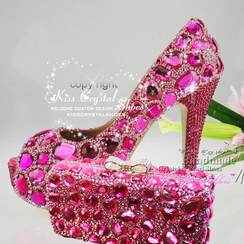Buy hot pink peep toe pumps Fuchsia Women Shoes High