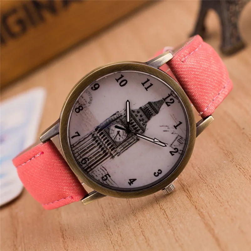 NEW Women's watches casual watches Retro Clock Tower WristWatch Cowboy Leather Band alloy Analog Quartz Watch Montre femme M21 (13)