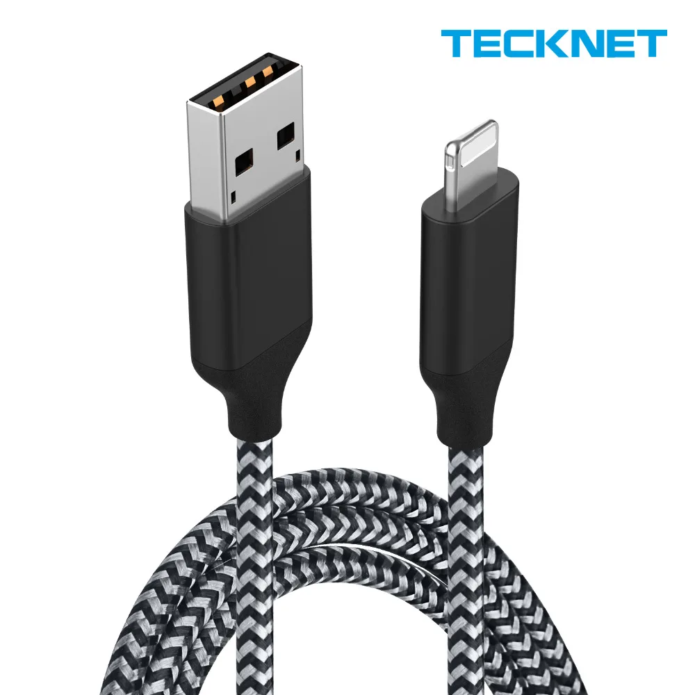 Tecknet 5V2. 4A كابل يو اس بي ل فون X 8 7 6 زائد 6 S 5 S 5C SE كابلات سريع كابل شحن ونقل بيانات تزامني الهاتف المحمول محول شاحن