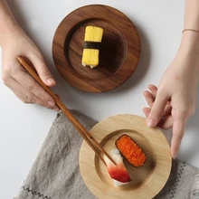 Деревянный Круглый подстаканник из натурального дуба, черный орех, подстаканник, тарелка для фруктов, тарелки для торта