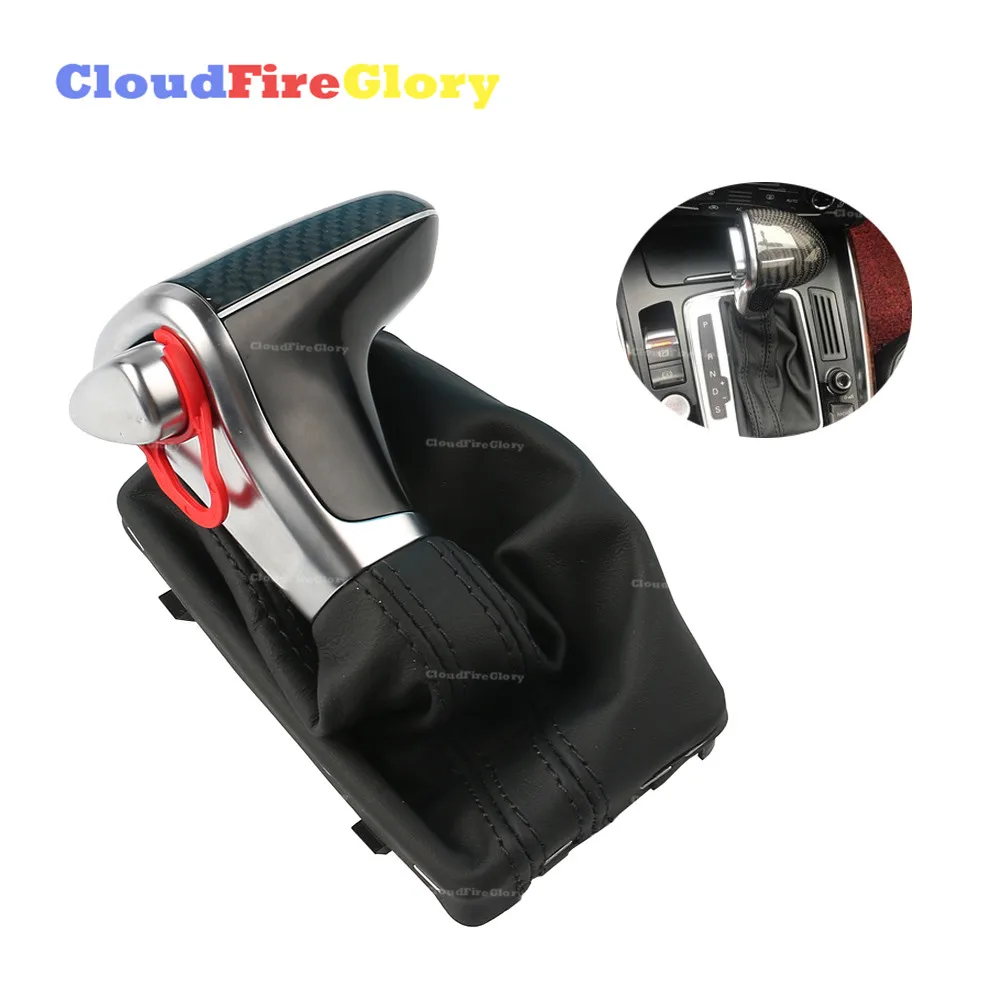 

CloudFireGlory For Audi A4 B8 2009-2015 A5 2008-2015 Q5 2009-2015 Carbon Fiber AT Gear Shift Knob Leather Boot Gaiter 8KD713139B