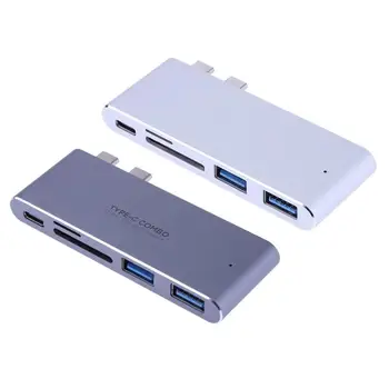 

Dual Type-C USB 3.1 HUB Combo SD/TF Card Reader Adapter for Macbook Pro
