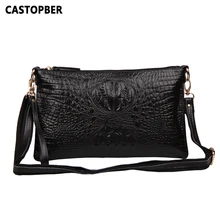 Moda Mujeres Messenger Bag Bolso de Cuero De Vaca Cuero Partido Embragues Del Día Del Bolso de Cocodrilo Patrón de Hombro Famoso Marcas Ladies Purse