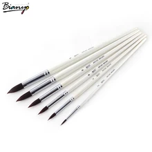 Bianyo Art Brushes 6Pcs Set Of Painting Brush Artist Supplies For Drawing Aqua Wooden Handle Water Brush Thin Waterbrush
