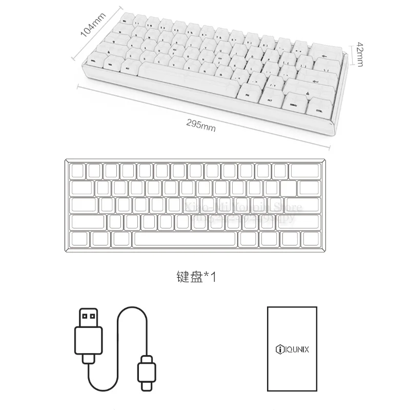 Xiaomi Mijia IQUNIX Bluetooth Двухрежимная механическая клавиатура 61 клавиша Bluetooth/type-c проводной ЧПУ алюминий подключение 3 устройства один раз