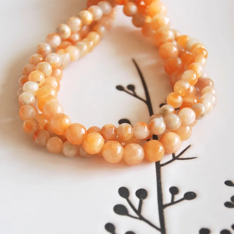 

wholesale 15"/38cm natural orange calcite stone 6mm8mm10mm12mm round loose beads jewelry making DIY for women