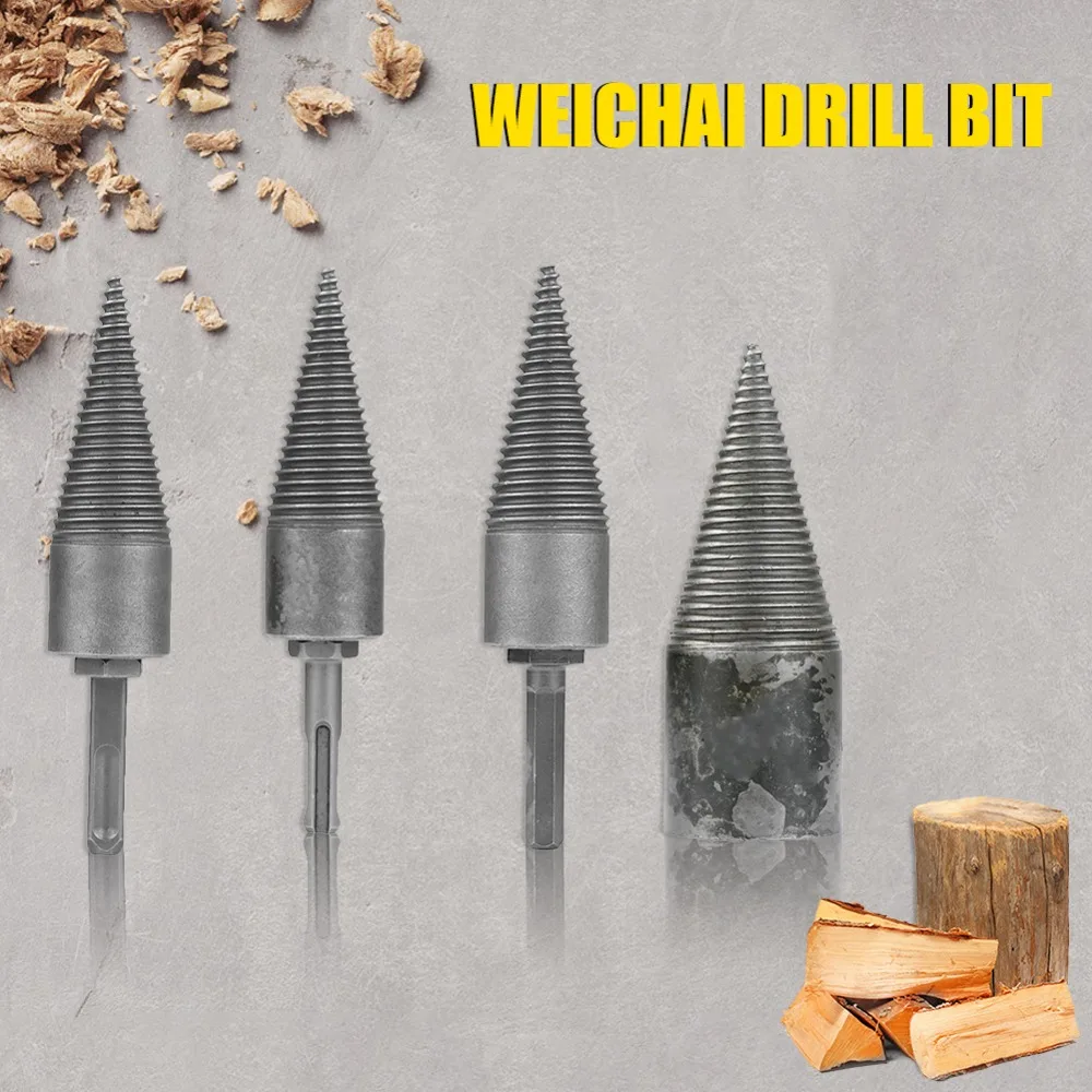 

4 Sizes Firewood Machine Drill Wood Cone Reamer Punch Driver Metal Drill Bit Split Drilling Tools for Carpentry