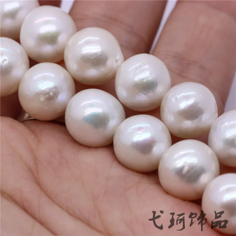 

10-11mm slightly uneven Edison Pearl Strand Wrinkled Nuclear Pearl Necklace making Natural White Nucleated Pearl Strands