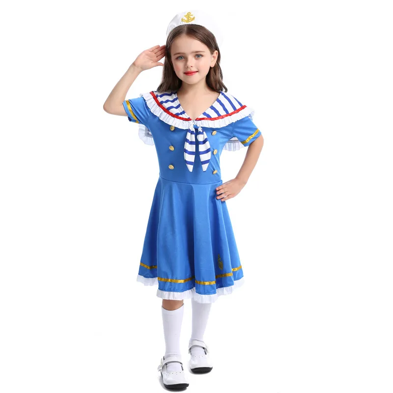 

Sailor Costume Girls Children Cosplay Cute Kids Navy Costume Cosplay Halloween Costume For Kids Carnival Purim Party Suit