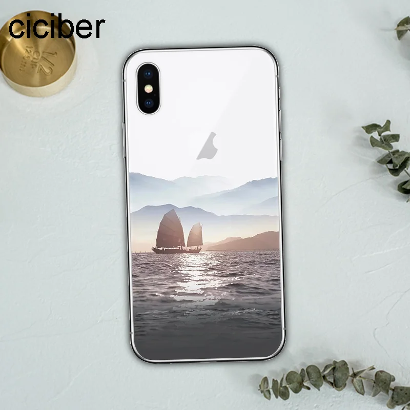 ciciber Landscape Scenery Ocean Sunset Soft Silicon Phone Cases Cover For iPhone Case 7 6 8 6s Plus 5S X XS Max XR Starry Sky
