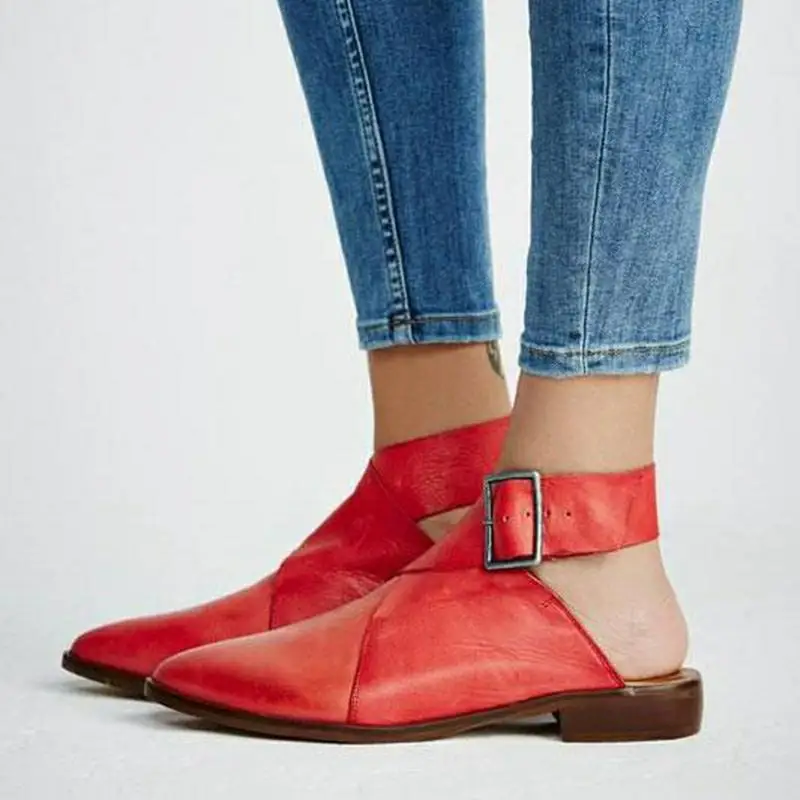 Обувь на плоской подошве; шлепанцы; праздничные сандалии с острым носком; Летняя женская обувь; г.; большие размеры 12-13; слинбэки - Цвет: Красный