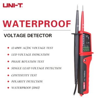 

UNI-T UT15B/UT15C Waterproof Type Voltage Testers; AC/DC Voltage Test, Phase Rotation Test/Single Lead (L2) Voltage Detection