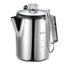 Outdoor Camping Coffee Pot 9 Cup Stainless Steel Percolator Coffee Pot Coffee Maker for Camping Home Kitchen