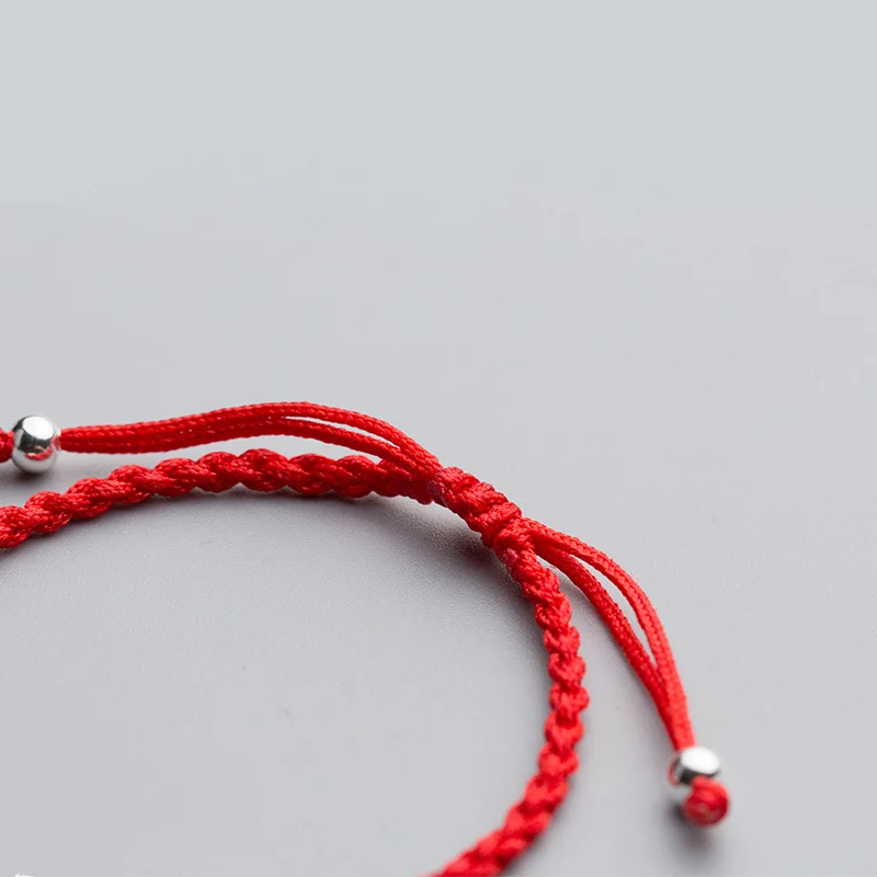 La MaxZa 925 серебро Мода удача матовые бусины Шарм Браслеты тканые Красные линии веревочная нить браслеты для женщин