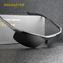 HDCRAFTER Genuine Aluminum Sport Rimless Sunglasses Men Polarized UV400 Driving Fishing Goggle Sun Glasses Lunettes 8814