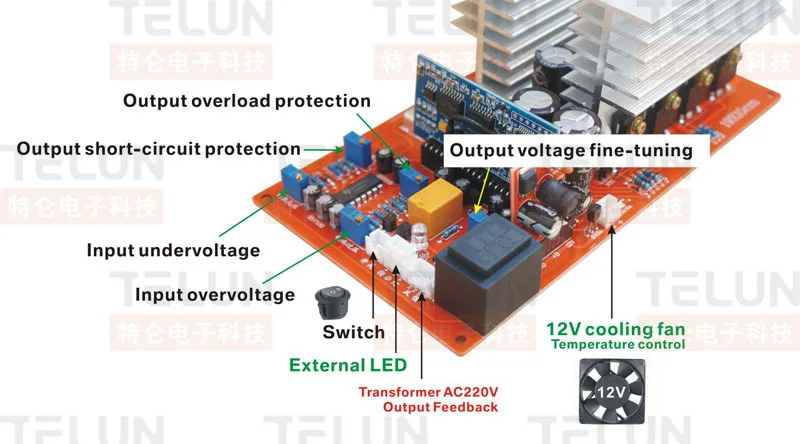 TELUN 1000 Вт 2000 Вт 3500 Вт DC 12 В/24 В/48 В к AC 220 В или 110 В чистый синусоидальный инвертор плата инвертор частоты мощность