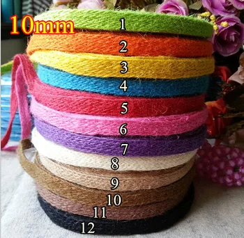 

12 colors Braid flat Jute twine cord/trim/edging/string 10mm Hessian ribbon DIY craft supplies free shipping 30m(98ft)