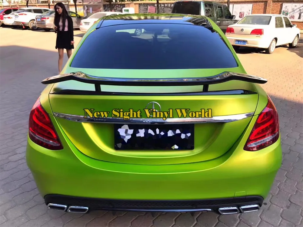 - Best Quality Lemon Green Matte Satin Metallic Vinyl Wrap Film Roll Air Bubble Free Car Wrapping Foil Decal