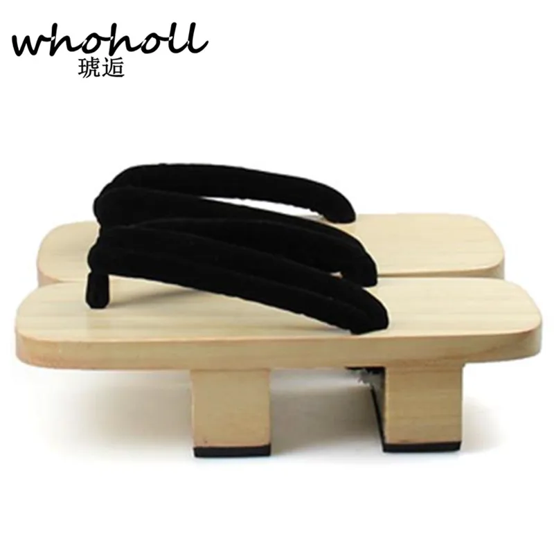 online WHOHOLL mulheres Chinelos de verão sandálias sapatos de plataforma Japoneses bidentados entope paulownia de madeira geta Cosplay trajes WMGT 255