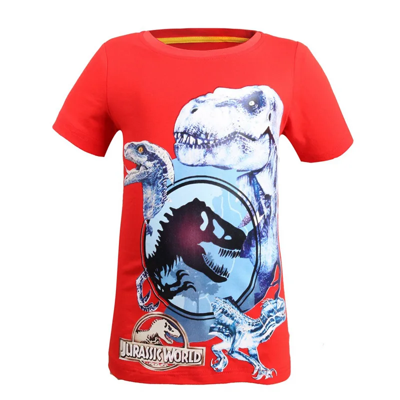 

Summer New 2018 Children 100% Cotton Short Sleeve Boy T-shirt Dinosaur World Cartoon Pattern Girl Boys roblox T-Shirt Kids