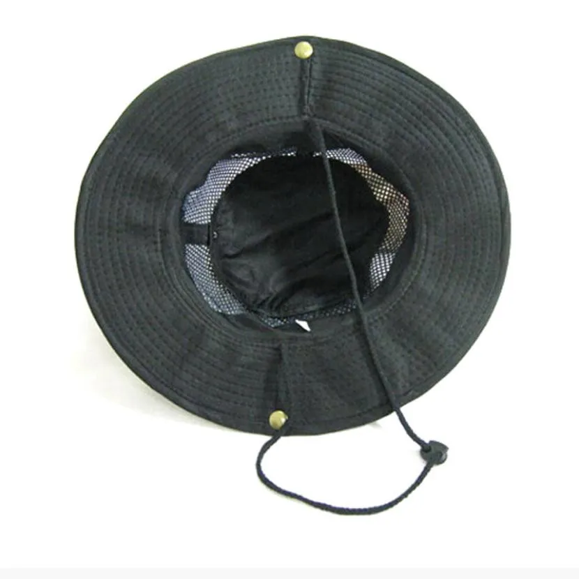 Hot Summer Unisex Solid Flat Canvas Fishing Hat Outdoor Bucket Hat For