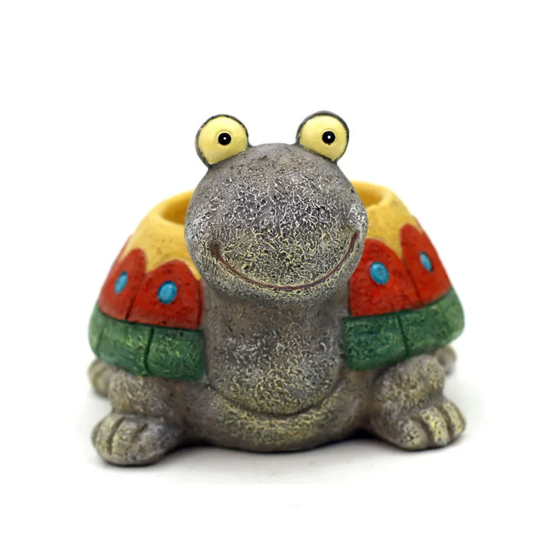 

YeFine Cartoon Animal Small Bonsai Pots Cute Tortoise Resin Flowerpots Office Desktop Decor Garden Pots Gifts For Children