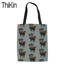 THIKIN Heavy Duty Shoulder Tote Bags Women Rottweiler Printing Shopping Bag Ladies Foldable Eco Bag for Environment Protective