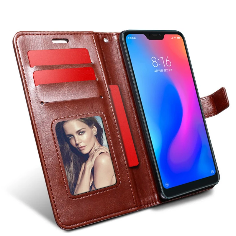 Кожаный чехол книжка для телефона Xiaomi Mi 8 SE A2 6X mix 2S mix2S Pocophone F1 Redmi 6 Plus 6A S2 Note6