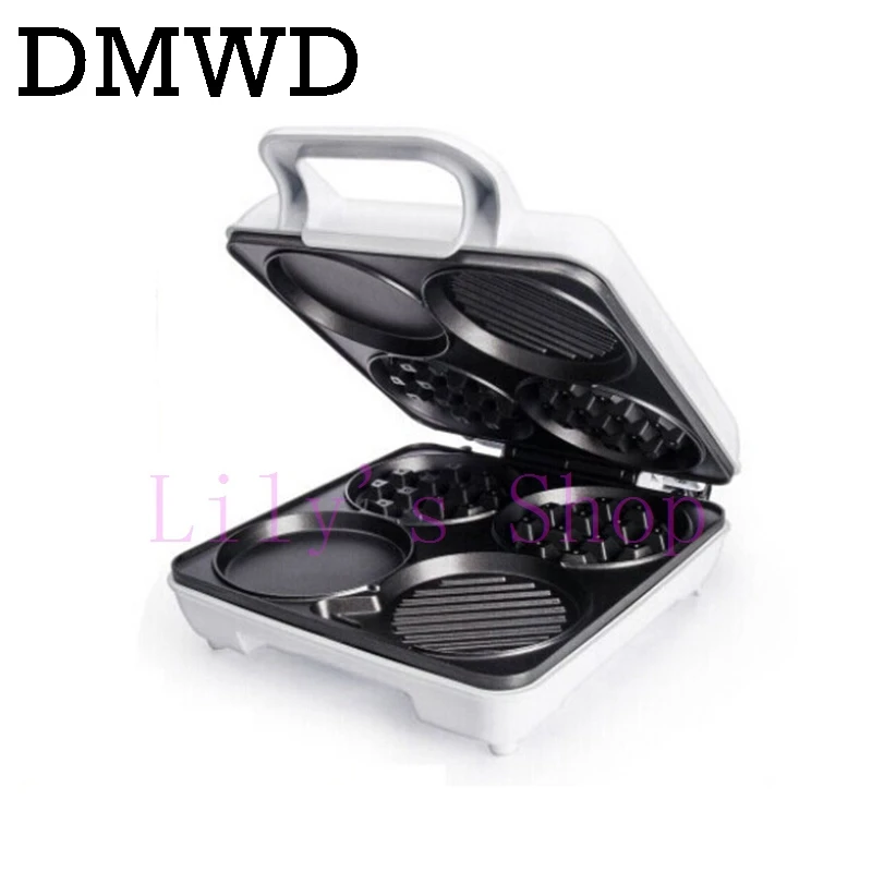 

DMWD Electric waffle maker muffin cake Dorayaki 3-in-1 breakfast machine household Fried eggs Sandwich Toaster crepe grill EU US