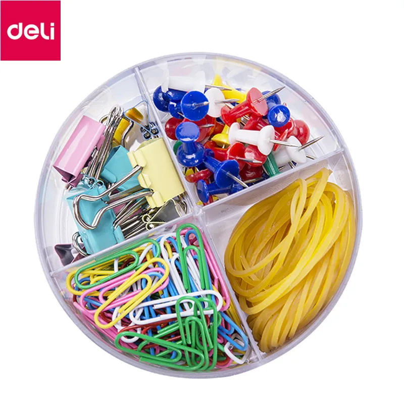 

Deli 8500 Stationery Set Pin Round Paper Clips Binder Clips Rubber Office Supplies Four Stationery Platter
