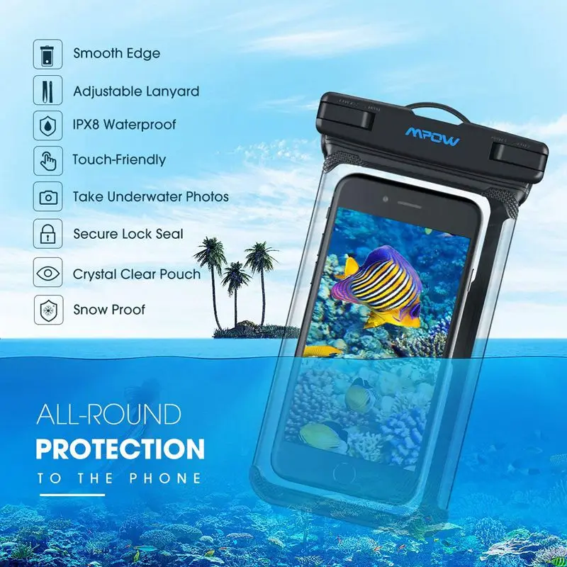 Mpow IPX8 Waterproof Case Phone Pouch Swimming Bags Underwater Pouch Phone Case For iphone X XS 8 7 7p 6 6p 6s 3.5 inch-6 inch   (5)