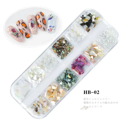 Mixed 3D Abalone Shell Irregular Stone Nail Art Decorations Set UV Gel Flake Slider Nails Shimmer Pearl Manicure Polish Tools